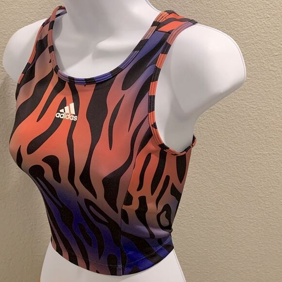 Take 50% OFF- Adidas Multicolor Zebra Print Crop Top-Size-S - Picture 5 of 9